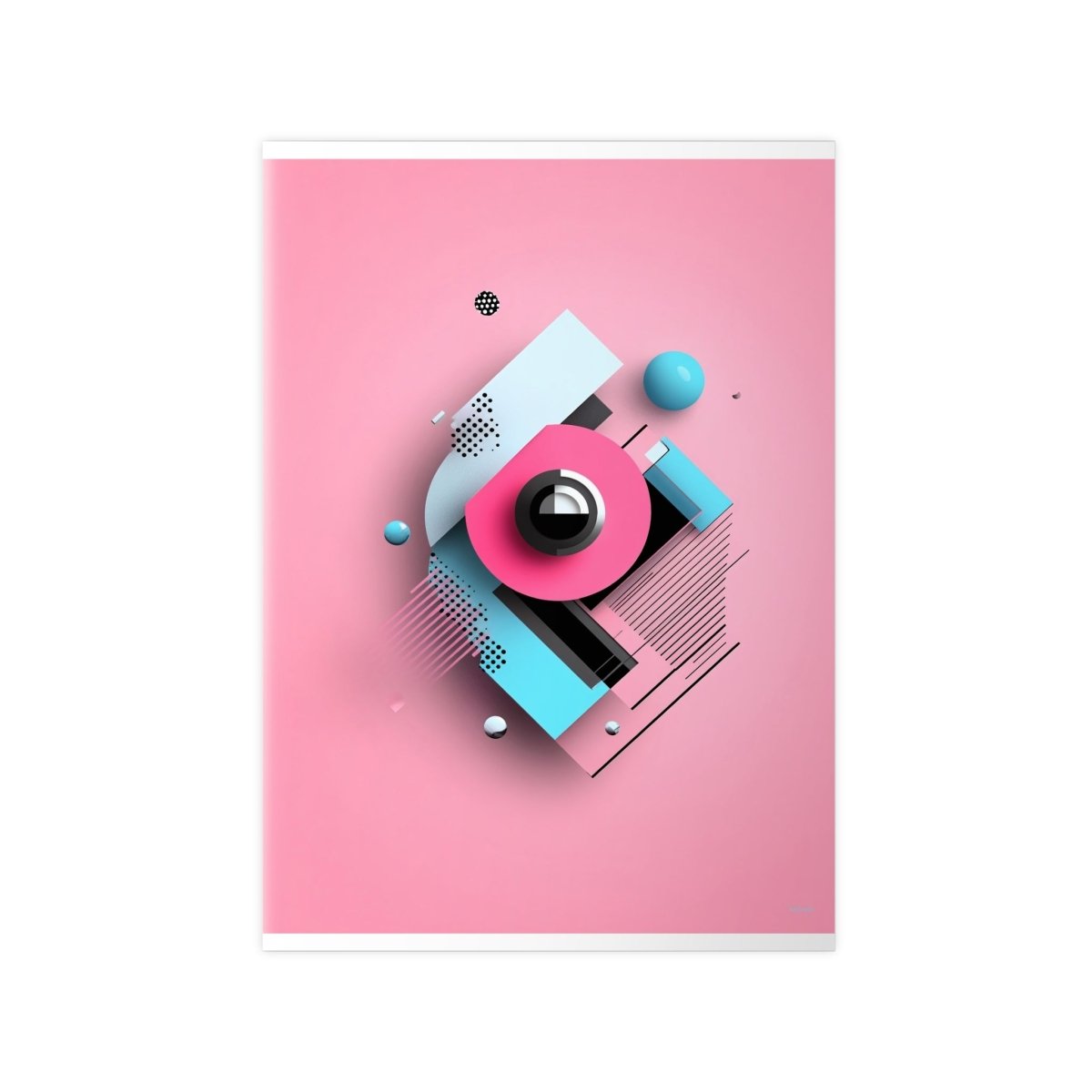 Abstraktes 3D - Kunst Poster – Modernes geometrisches Design in Pink und Blau - Poster bei HappyHugPixels