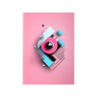 Abstraktes 3D - Kunst Poster – Modernes geometrisches Design in Pink und Blau - Poster bei HappyHugPixels