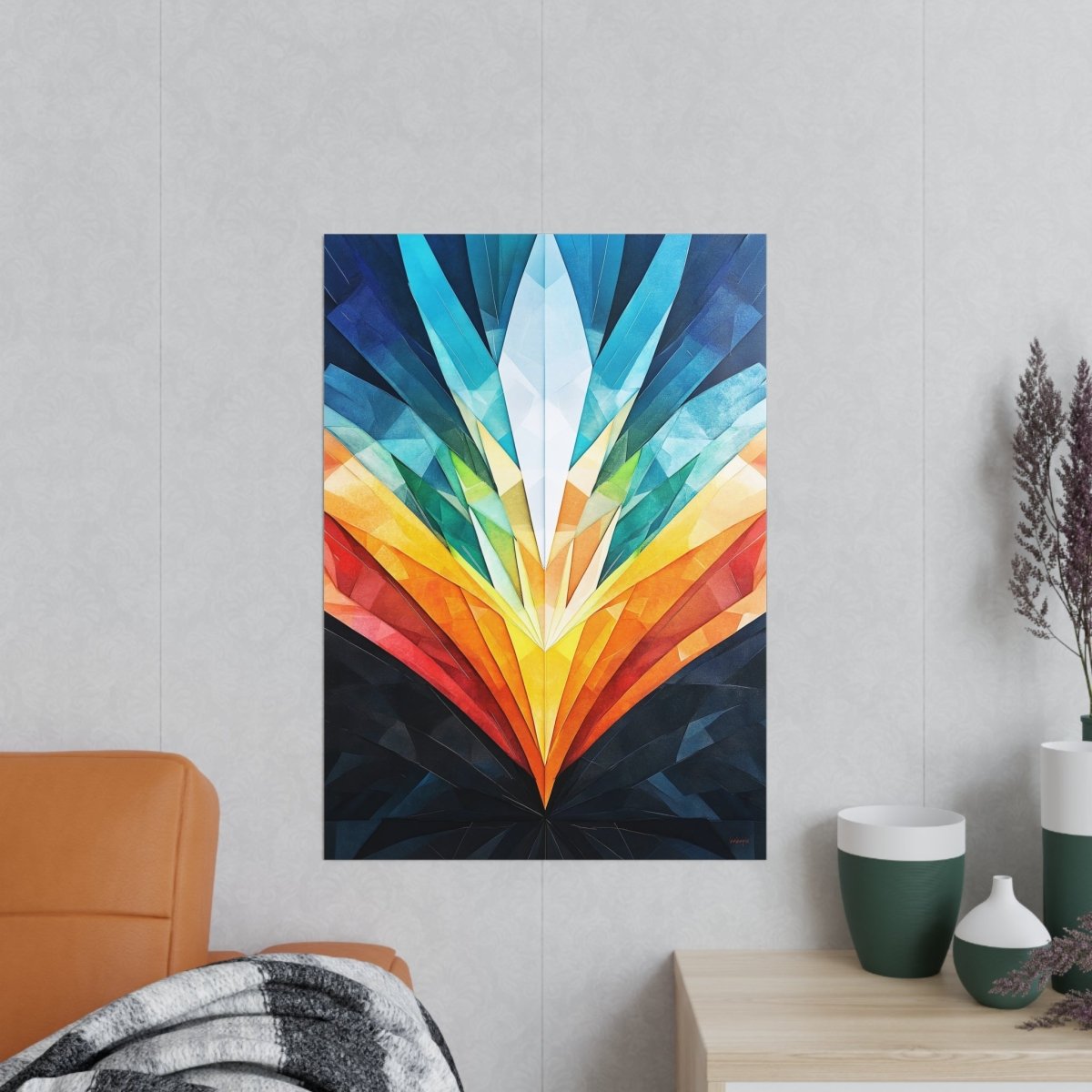 Abstraktes Kunstposter – Geometrische Farbexplosion für moderne Räume - Poster bei HappyHugPixels