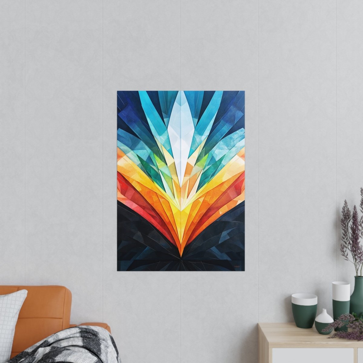 Abstraktes Kunstposter – Geometrische Farbexplosion für moderne Räume - Poster bei HappyHugPixels