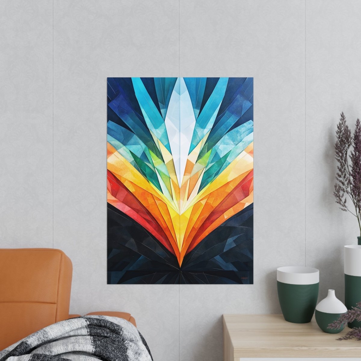 Abstraktes Kunstposter – Geometrische Farbexplosion für moderne Räume - Poster bei HappyHugPixels