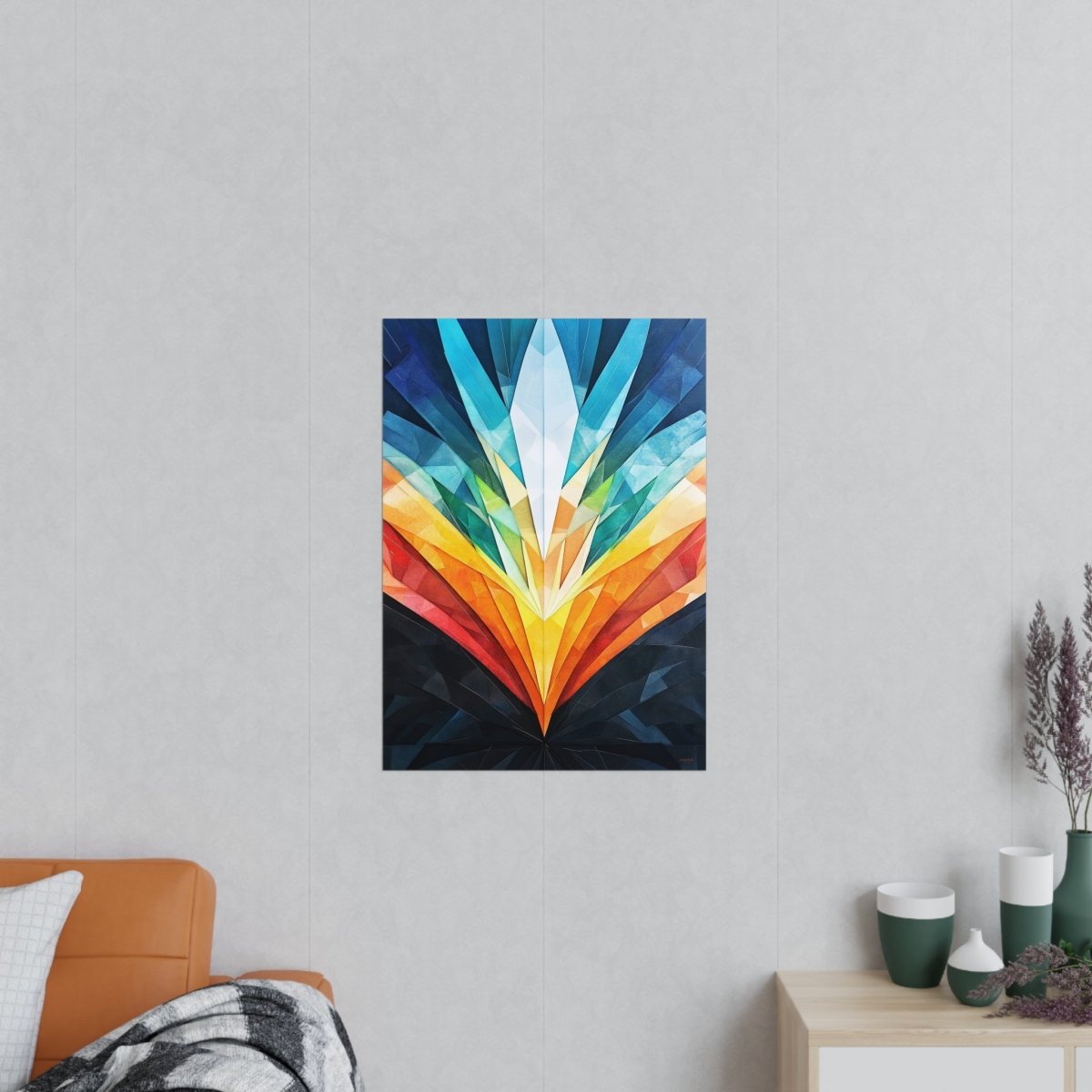 Abstraktes Kunstposter – Geometrische Farbexplosion für moderne Räume - Poster bei HappyHugPixels