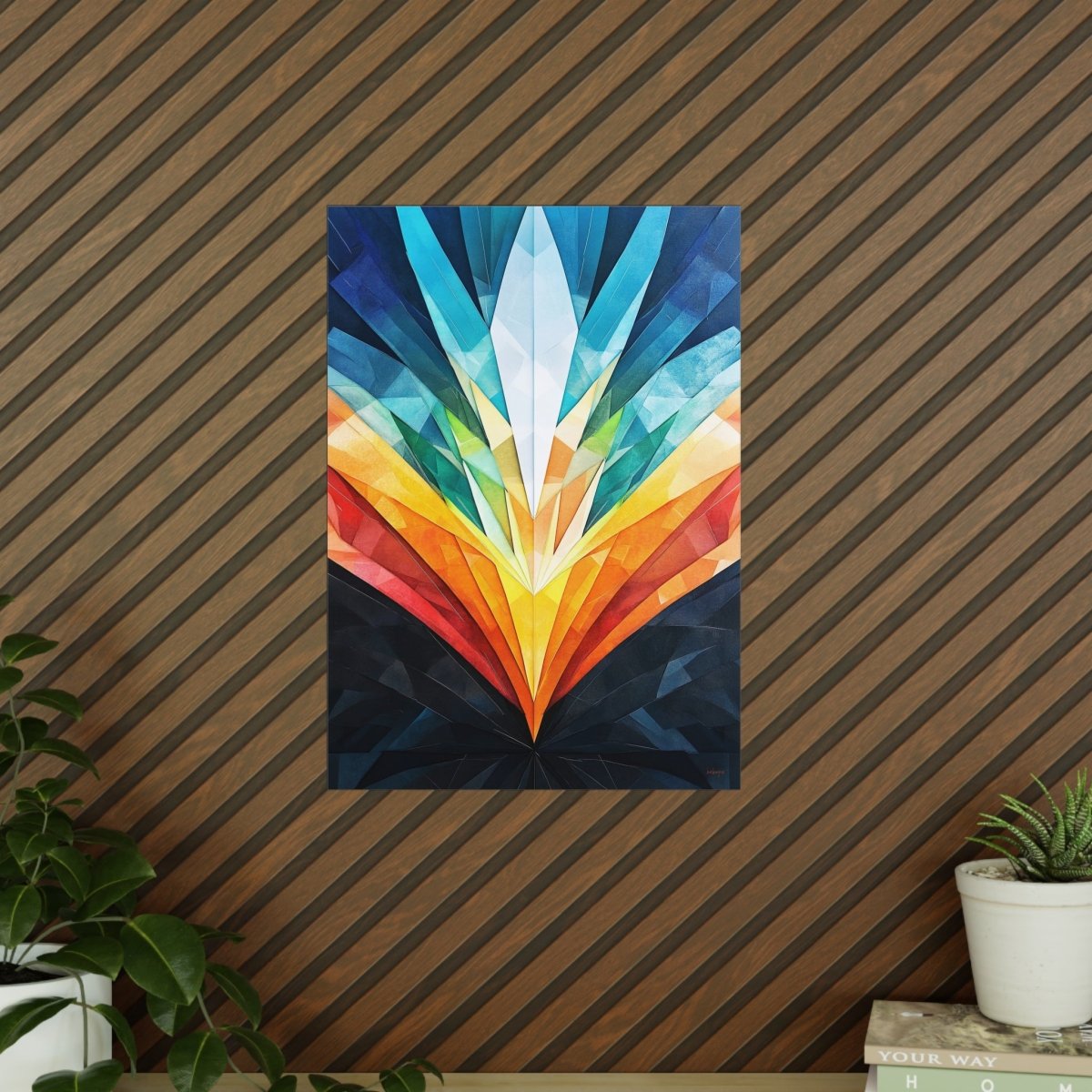 Abstraktes Kunstposter – Geometrische Farbexplosion für moderne Räume - Poster bei HappyHugPixels