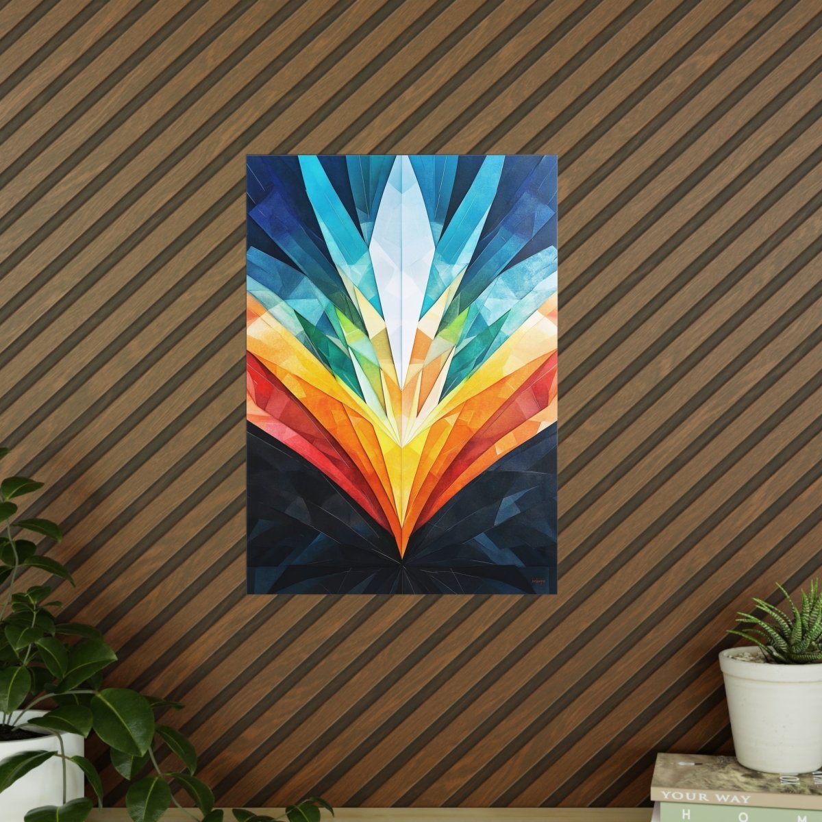 Abstraktes Kunstposter – Geometrische Farbexplosion für moderne Räume - Poster bei HappyHugPixels