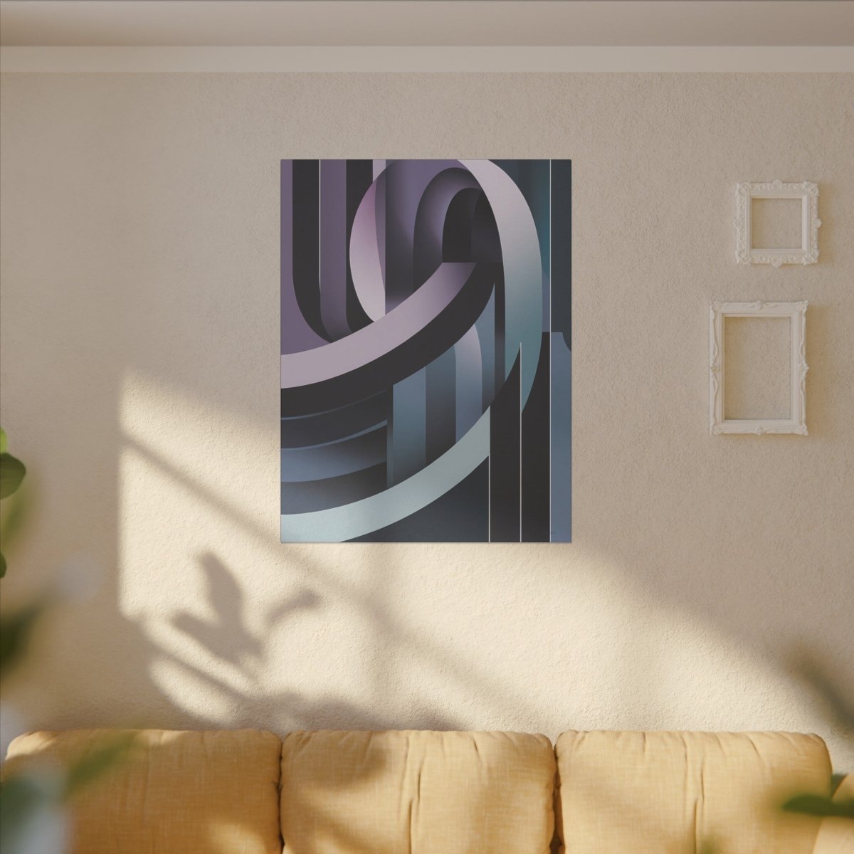 Abstraktes Lila Stripes Kunstposter Leinwand - Hochqualitativer Druck - Canvas bei HappyHugPixels