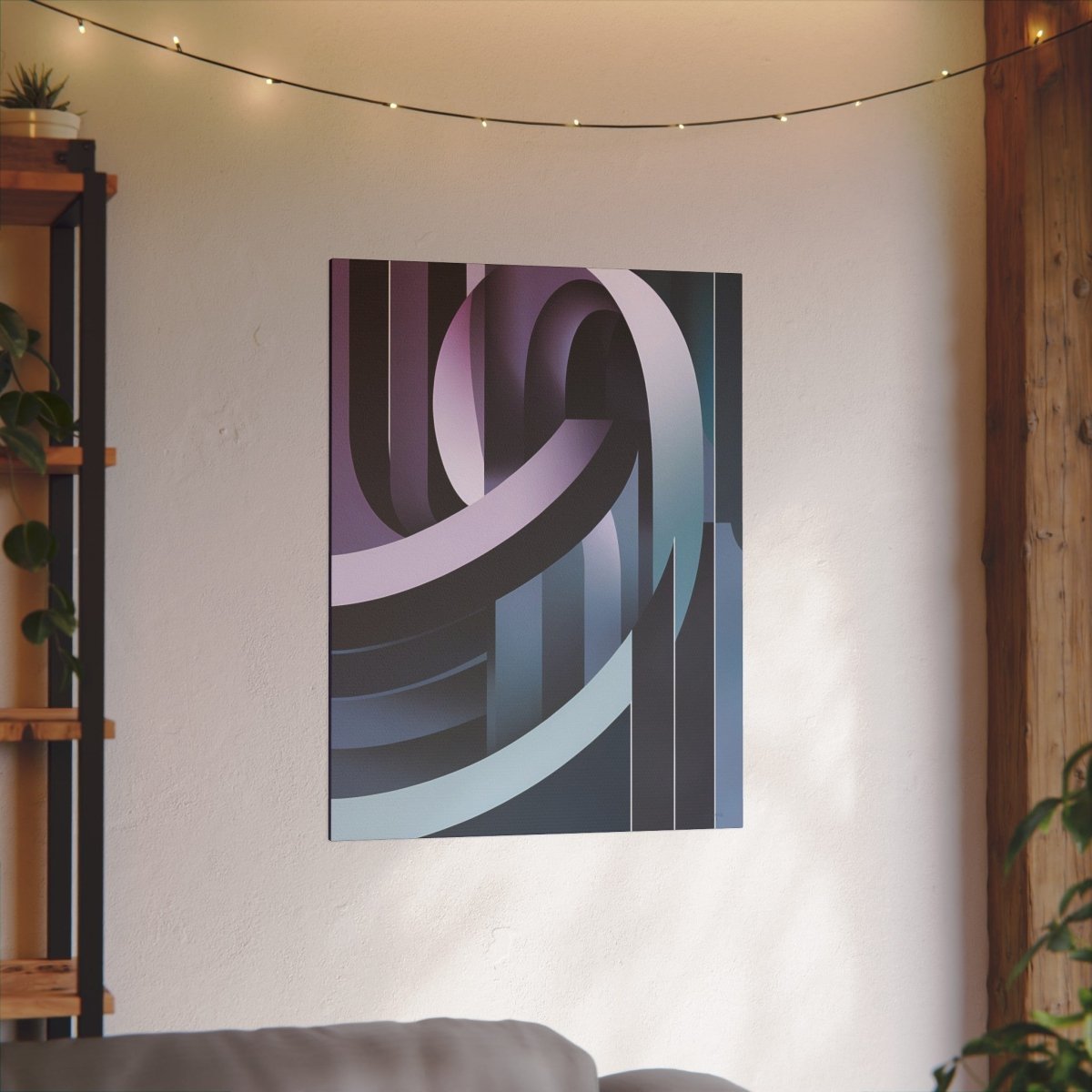 Abstraktes Lila Stripes Kunstposter Leinwand - Hochqualitativer Druck - Canvas bei HappyHugPixels