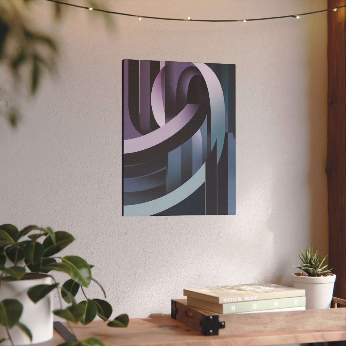 Abstraktes Lila Stripes Kunstposter Leinwand - Hochqualitativer Druck - Canvas bei HappyHugPixels