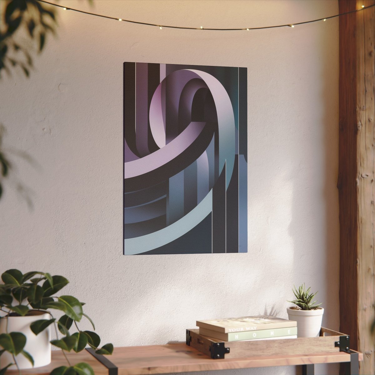 Abstraktes Lila Stripes Kunstposter Leinwand - Hochqualitativer Druck - Canvas bei HappyHugPixels