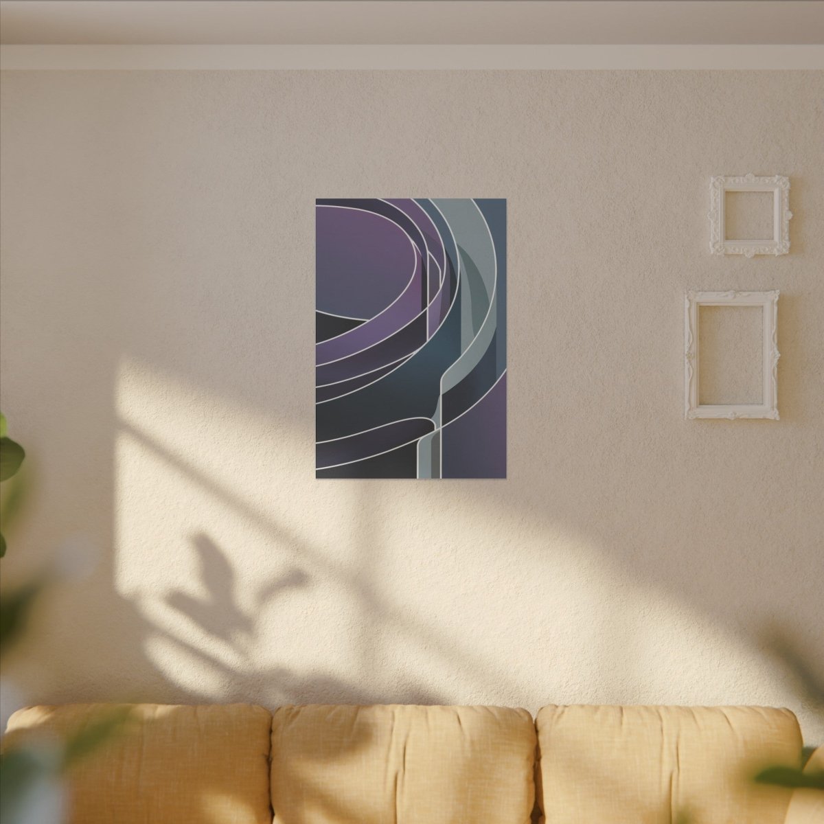 Abstraktes Purple Lines Kunstgemälde - Hochqualitativer Leinwanddruck - Canvas bei HappyHugPixels