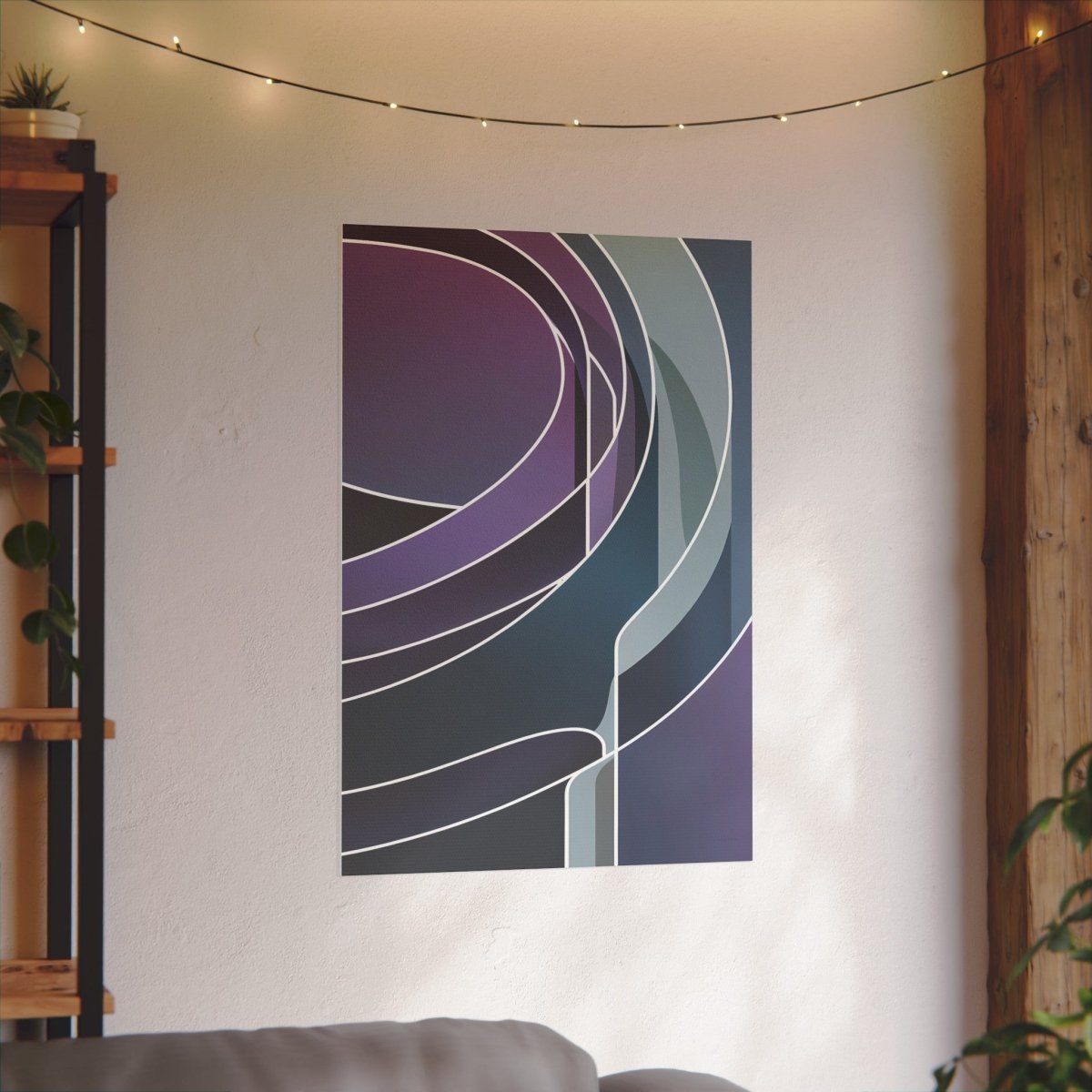 Abstraktes Purple Lines Kunstgemälde - Hochqualitativer Leinwanddruck - Canvas bei HappyHugPixels