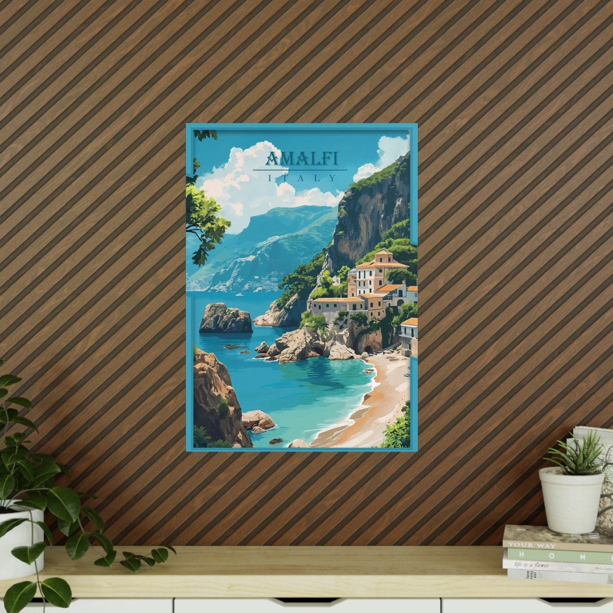 Amalfi Travel Poster – Traumhafte Küstenlandschaft - Poster bei HappyHugPixels