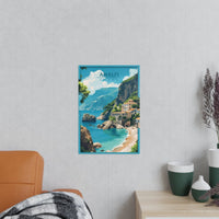 Amalfi Travel Poster – Traumhafte Küstenlandschaft - Poster bei HappyHugPixels