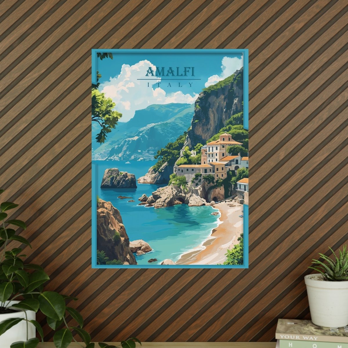 Amalfi Travel Poster – Traumhafte Küstenlandschaft - Poster bei HappyHugPixels