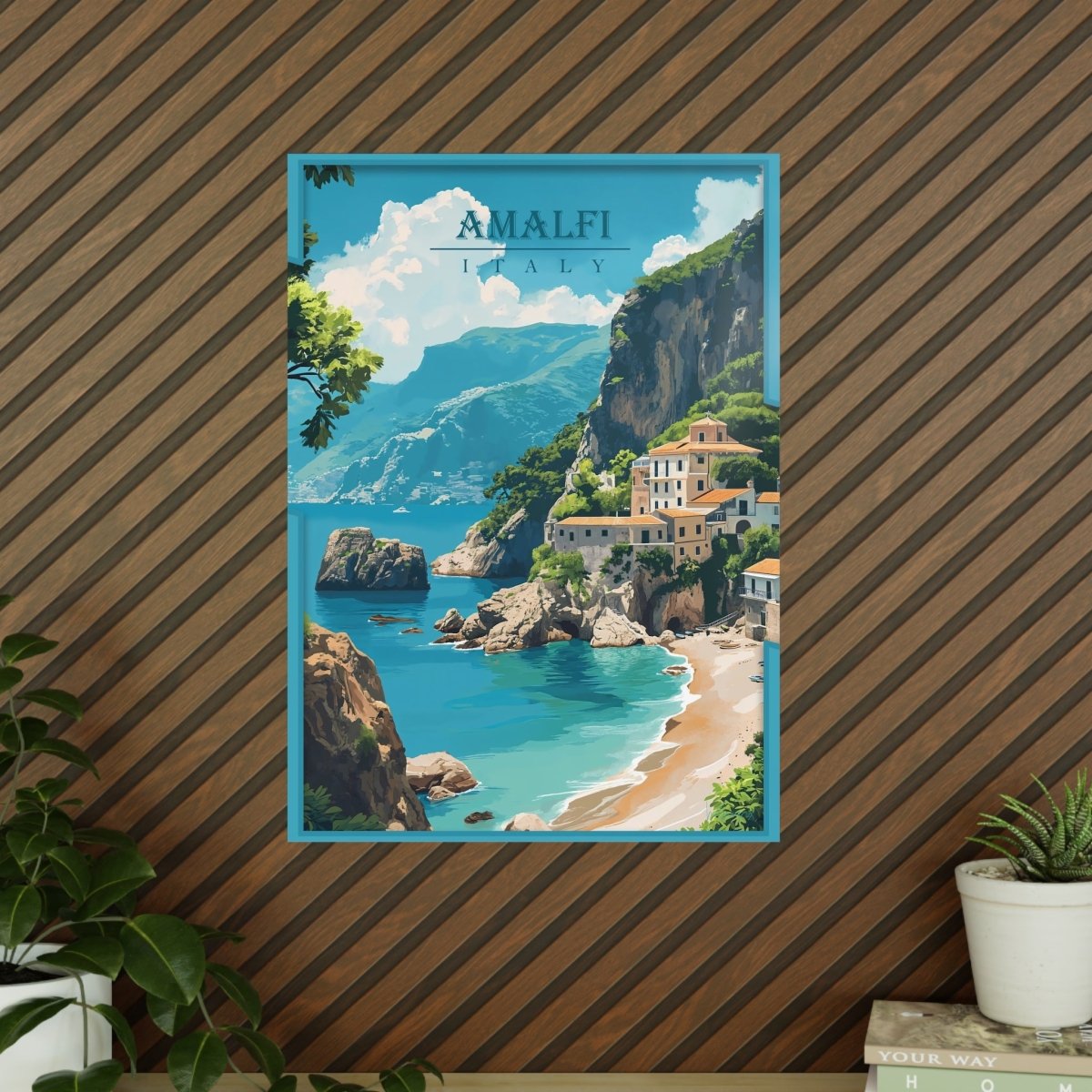 Amalfi Travel Poster – Traumhafte Küstenlandschaft - Poster bei HappyHugPixels