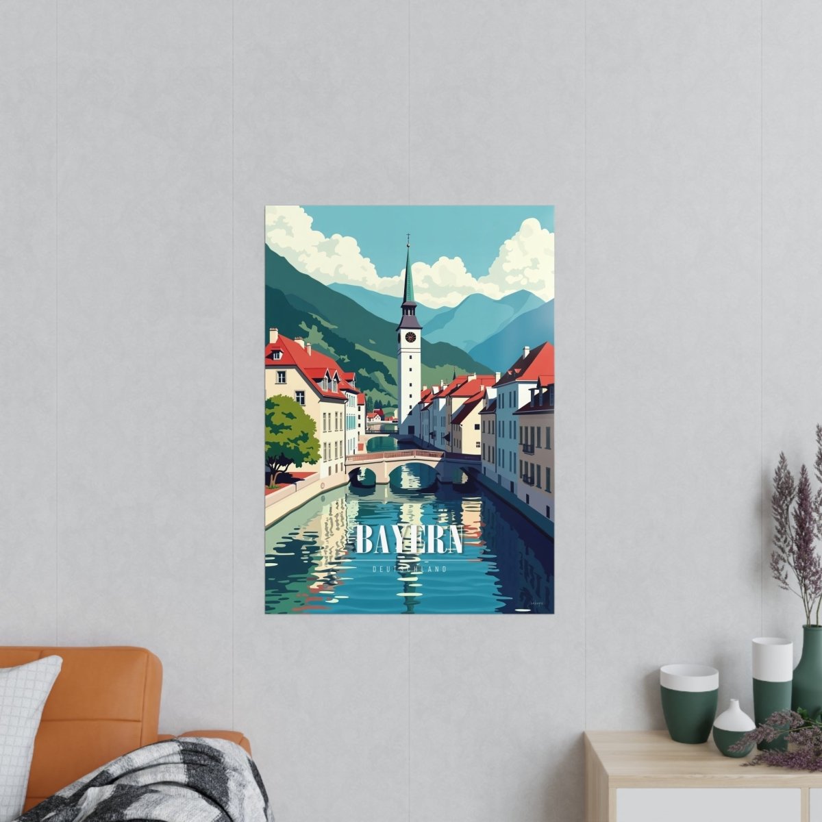 Bayern Reiseposter - Idyllische Alpenstadt auf Premium - Fotopapier - Poster bei HappyHugPixels