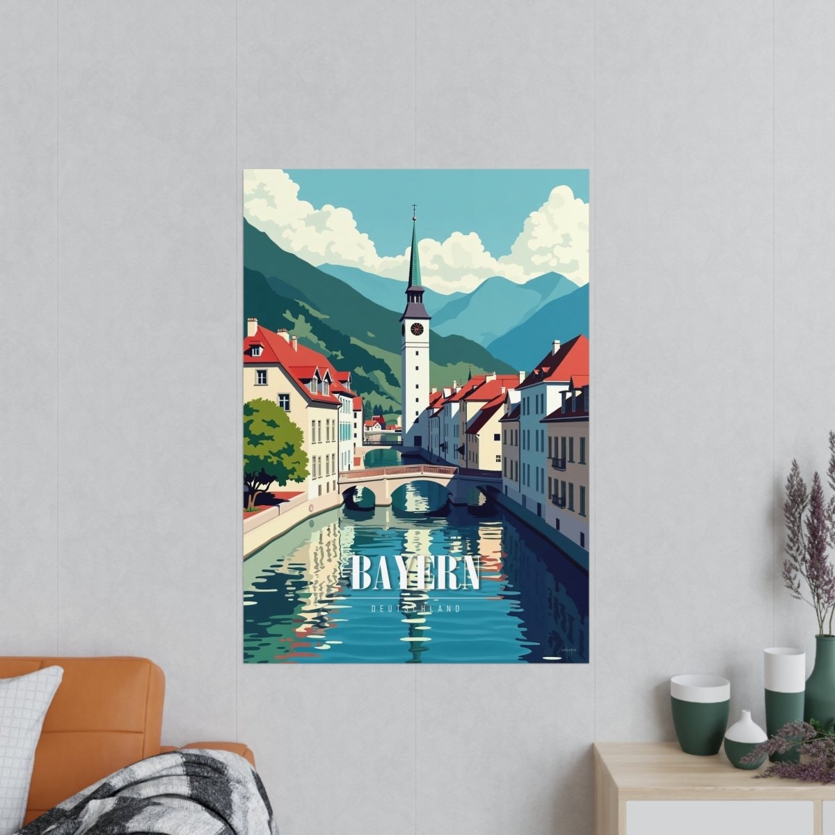 Bayern Reiseposter - Idyllische Alpenstadt auf Premium - Fotopapier - Poster bei HappyHugPixels