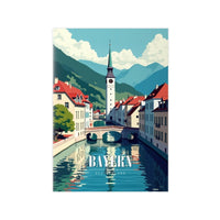 Bayern Reiseposter: Idyllische Alpenstadt auf Premium - Fotopapier - Poster bei HappyHugPixels