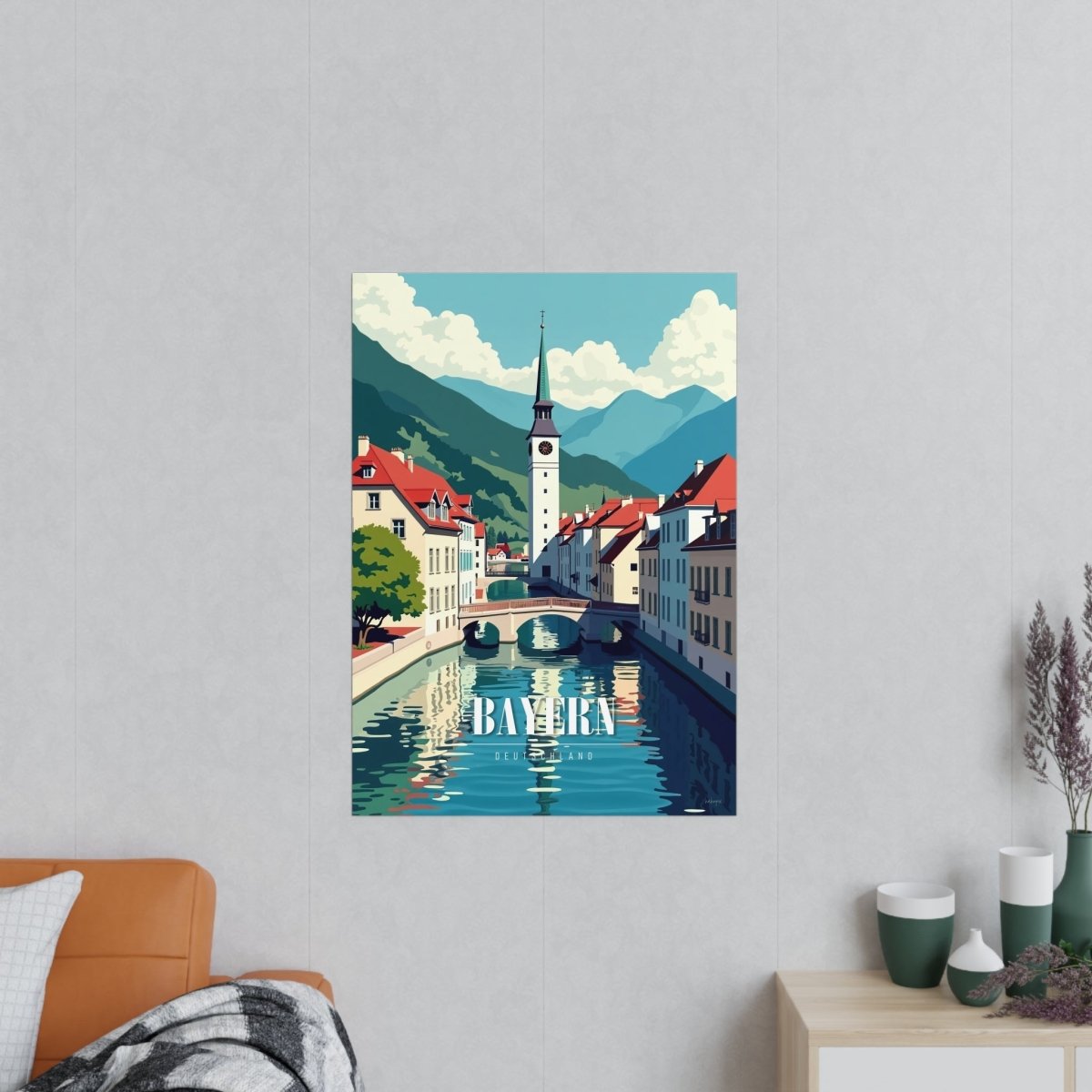 Bayern Reiseposter - Idyllische Alpenstadt auf Premium - Fotopapier - Poster bei HappyHugPixels