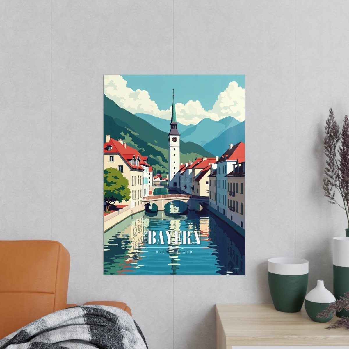 Bayern Reiseposter - Idyllische Alpenstadt auf Premium - Fotopapier - Poster bei HappyHugPixels