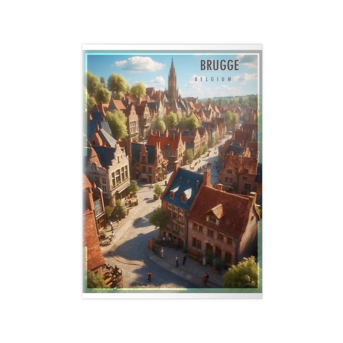 Brügge Poster in Belgien – Idyllisches Travelposter Stadtansicht - Poster bei HappyHugPixels