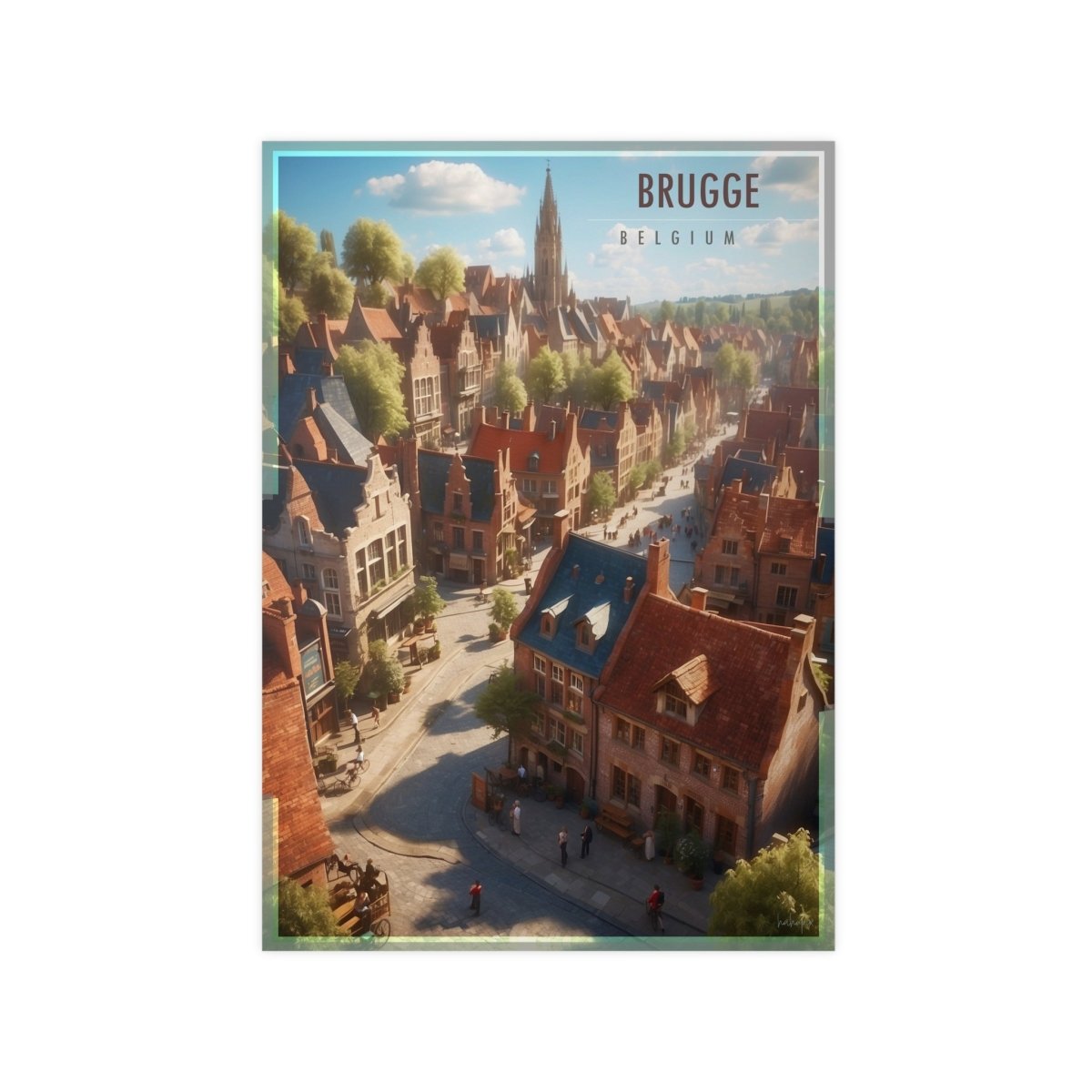 Brügge Poster in Belgien – Idyllisches Travelposter Stadtansicht - Poster bei HappyHugPixels