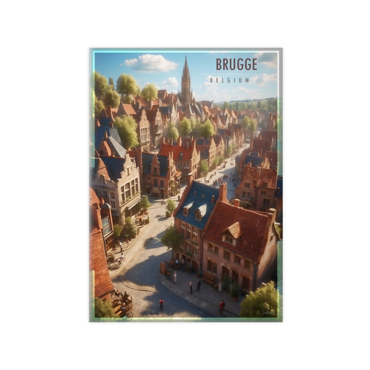 Brügge Poster in Belgien – Idyllisches Travelposter Stadtansicht - Poster bei HappyHugPixels