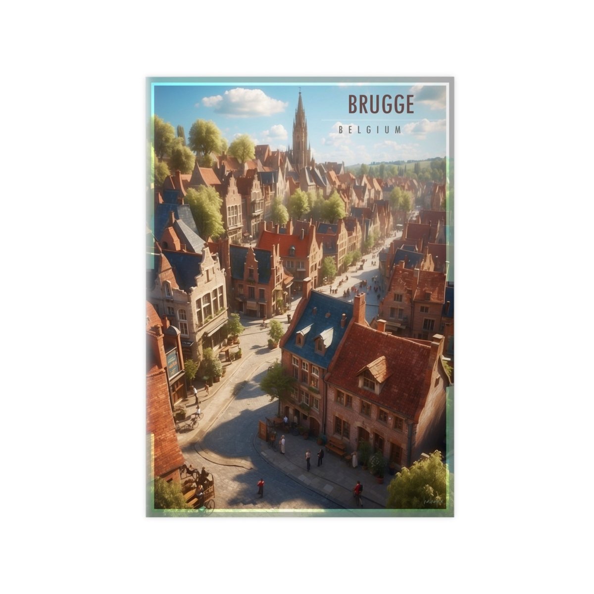 Brügge Poster in Belgien – Idyllisches Travelposter Stadtansicht - Poster bei HappyHugPixels