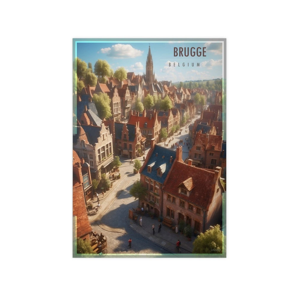 Brügge Poster in Belgien – Idyllisches Travelposter Stadtansicht - Poster bei HappyHugPixels