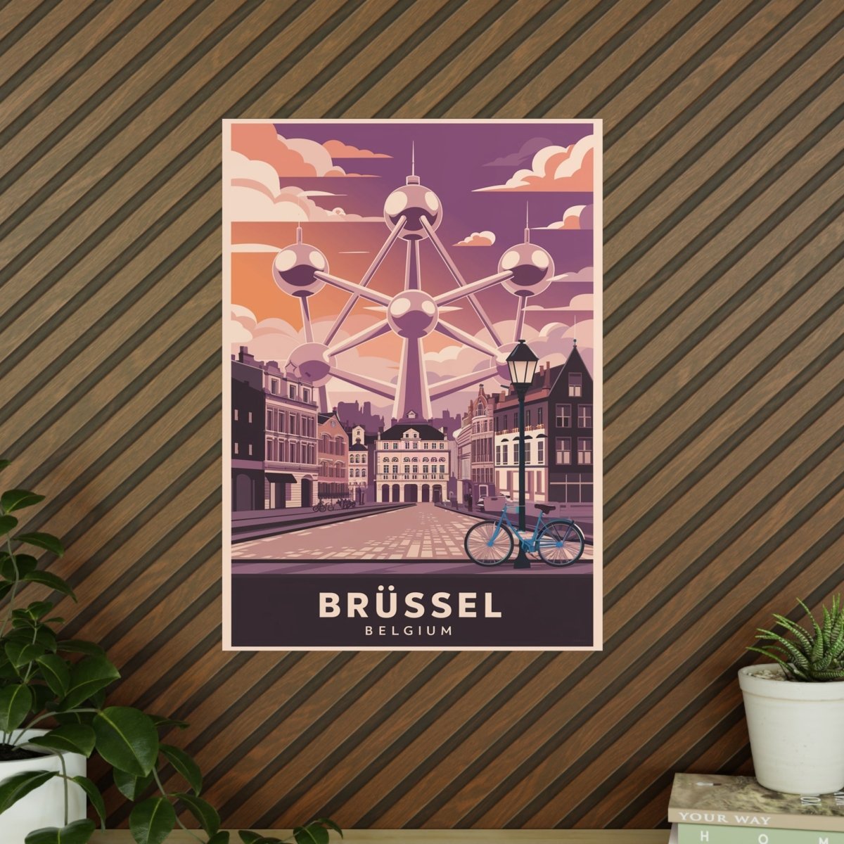 Brüssel Reiseposter - Atomium in Belgien Retro - Stil - Poster bei HappyHugPixels