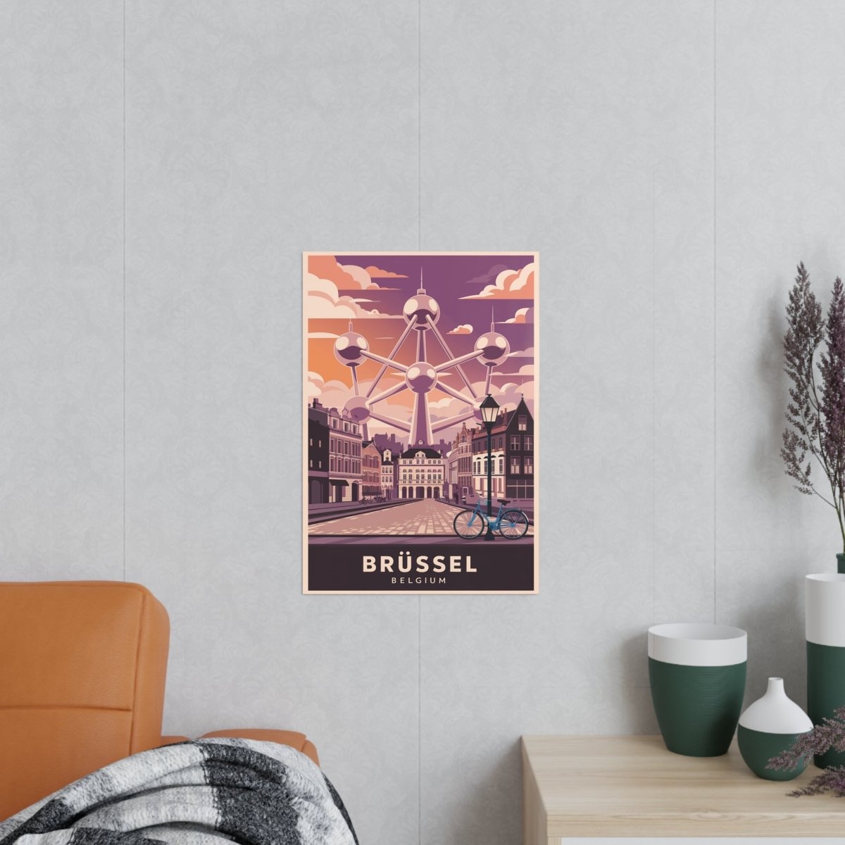 Brüssel Reiseposter - Atomium in Belgien Retro - Stil - Poster bei HappyHugPixels