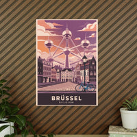 Brüssel Reiseposter - Atomium in Belgien Retro - Stil - Poster bei HappyHugPixels