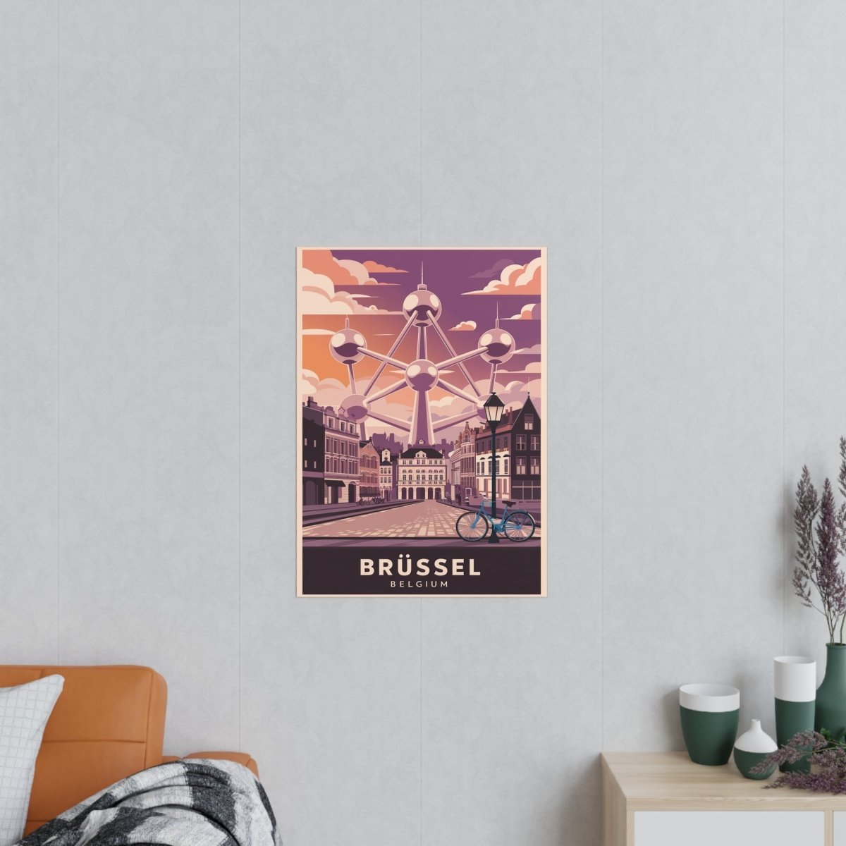 Brüssel Reiseposter - Atomium in Belgien Retro - Stil - Poster bei HappyHugPixels