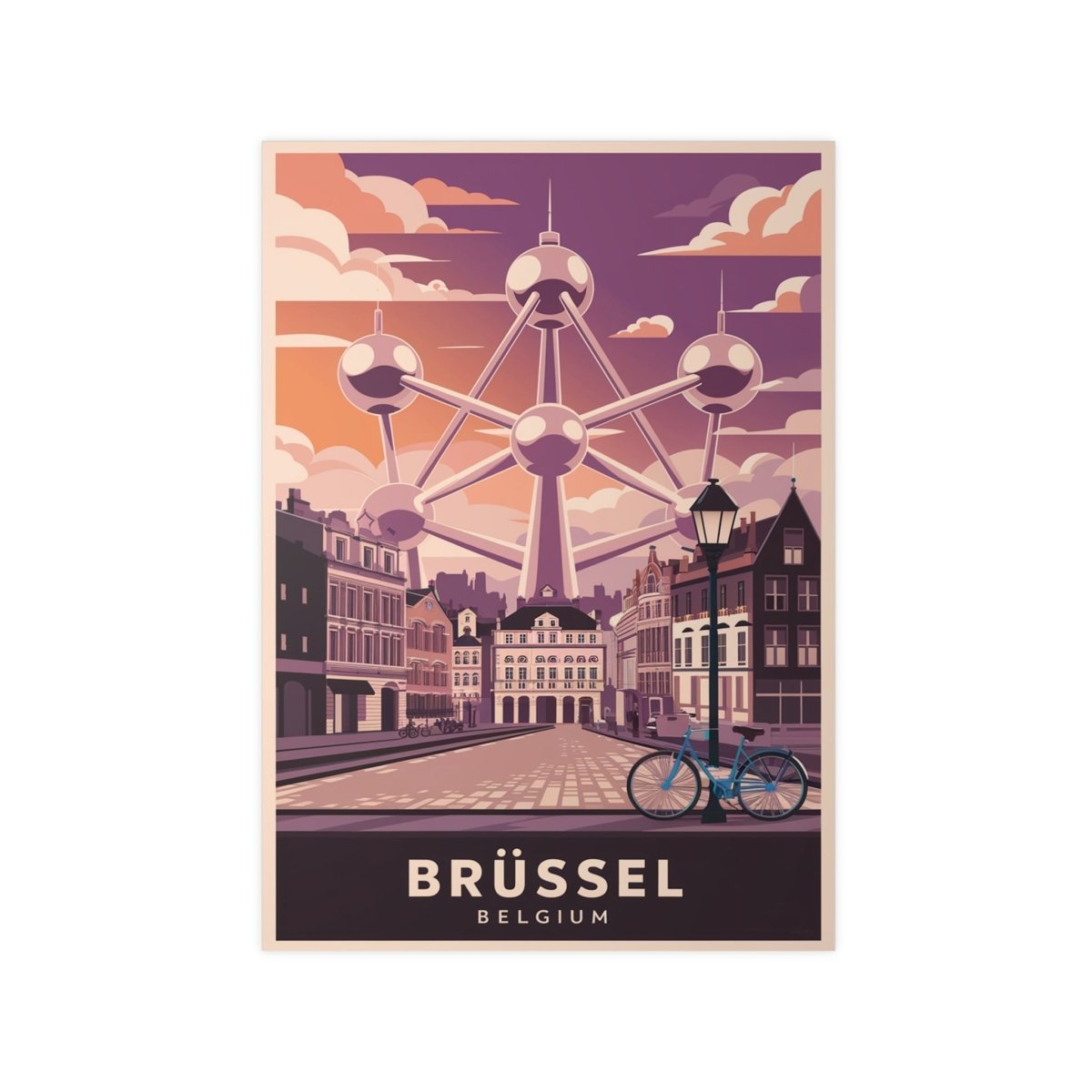 Brüssel Reiseposter - Atomium in Belgien Retro - Stil - Poster bei HappyHugPixels