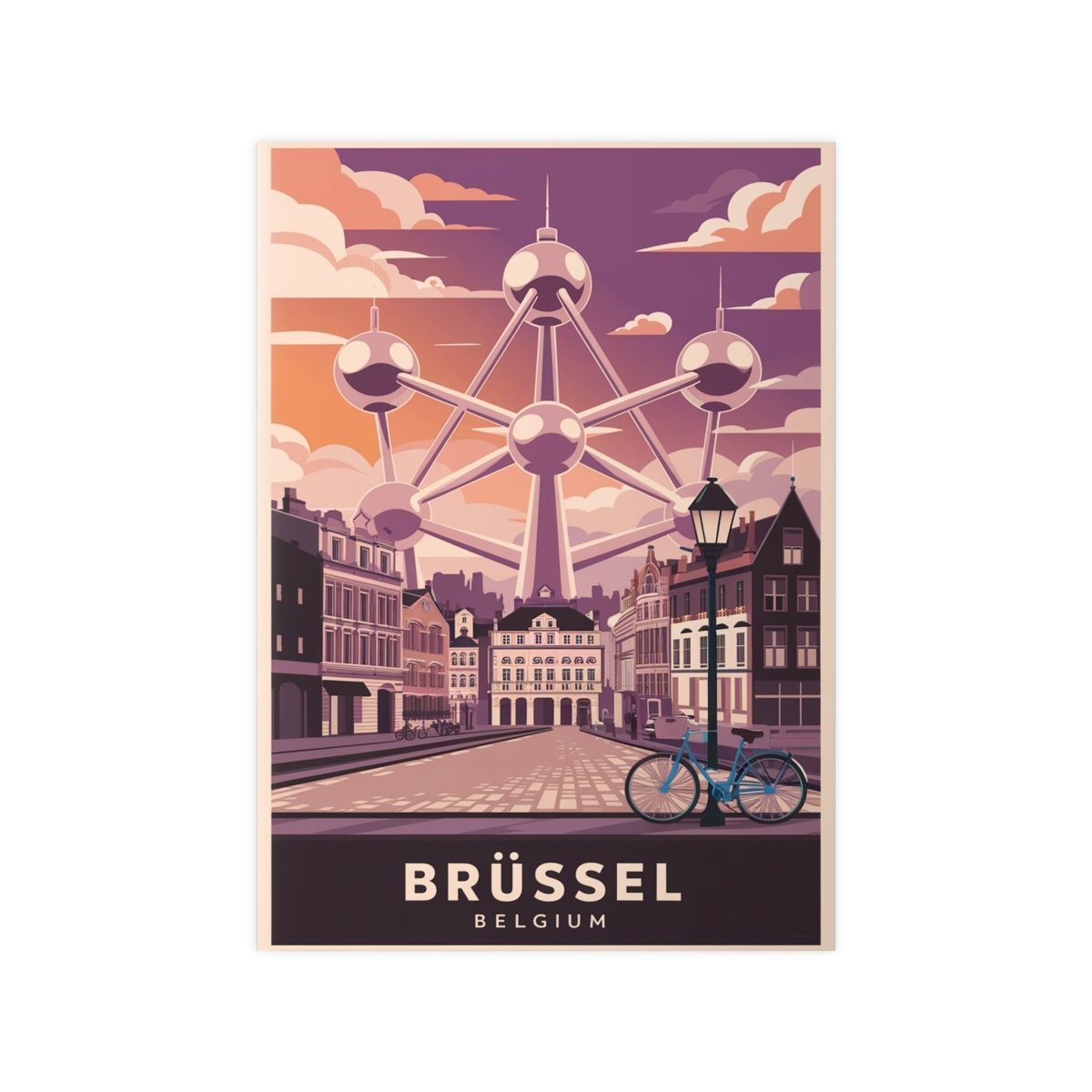 Brüssel Reiseposter - Atomium in Belgien Retro - Stil - Poster bei HappyHugPixels