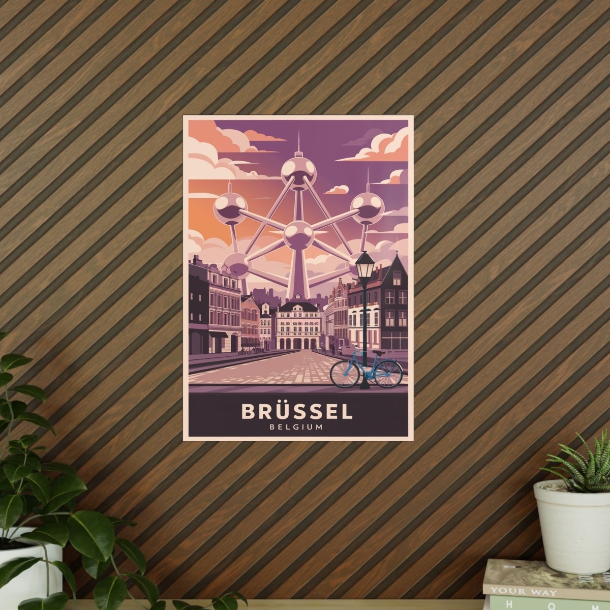 Brüssel Reiseposter - Atomium in Belgien Retro - Stil - Poster bei HappyHugPixels