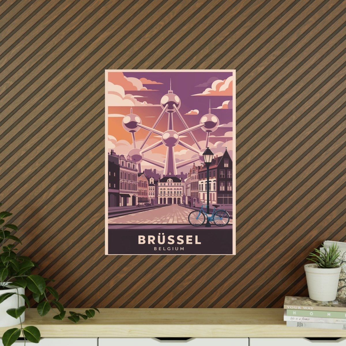 Brüssel Reiseposter - Atomium in Belgien Retro - Stil - Poster bei HappyHugPixels