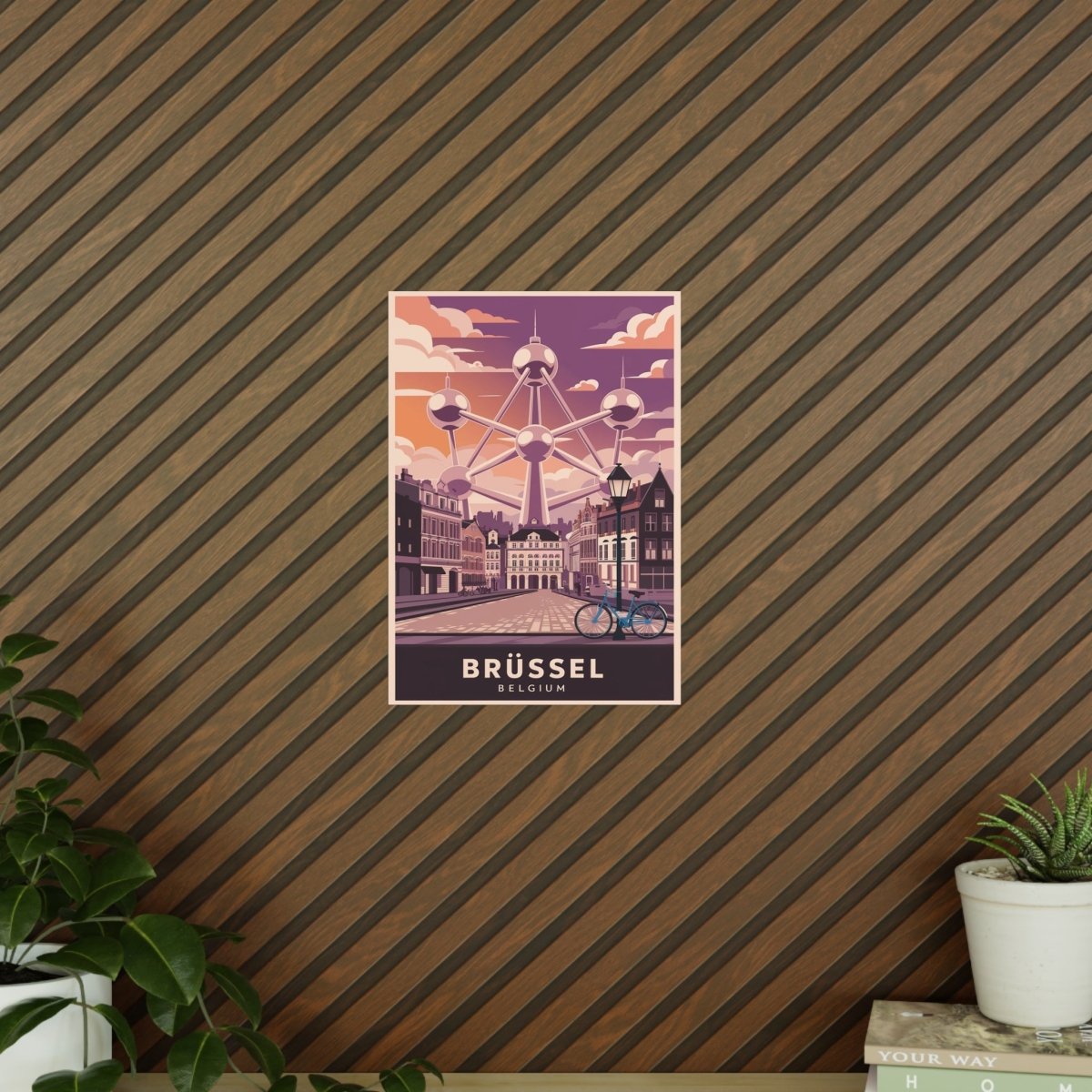 Brüssel Reiseposter - Atomium in Belgien Retro - Stil - Poster bei HappyHugPixels