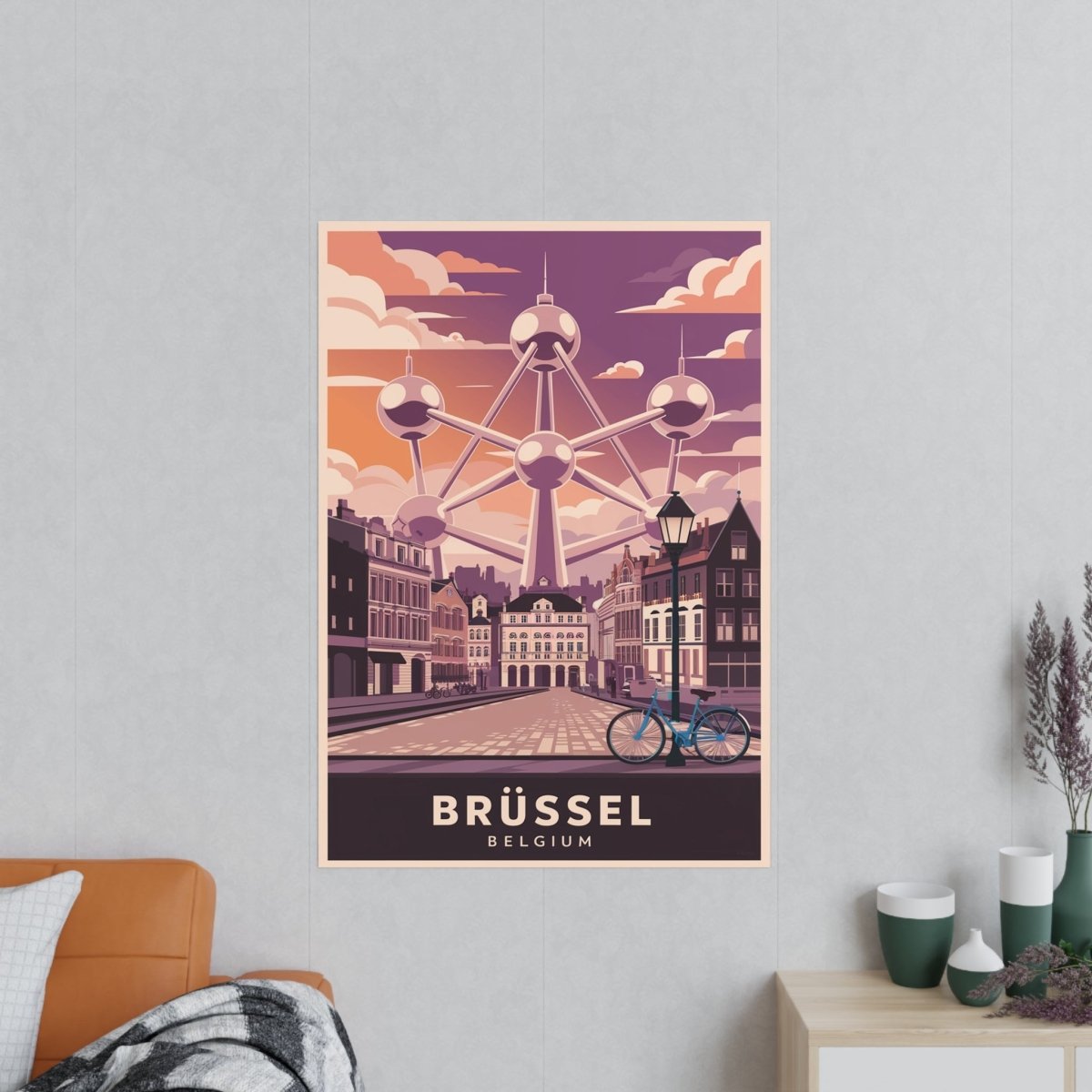 Brüssel Reiseposter - Atomium in Belgien Retro - Stil - Poster bei HappyHugPixels