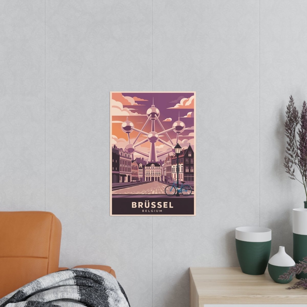 Brüssel Reiseposter - Atomium in Belgien Retro - Stil - Poster bei HappyHugPixels