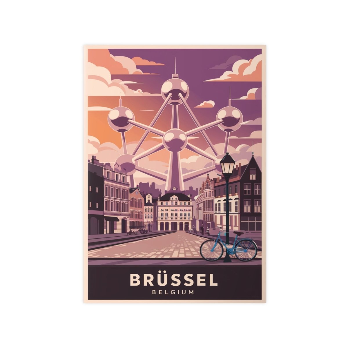 Brüssel Reiseposter - Atomium in Belgien Retro - Stil - Poster bei HappyHugPixels