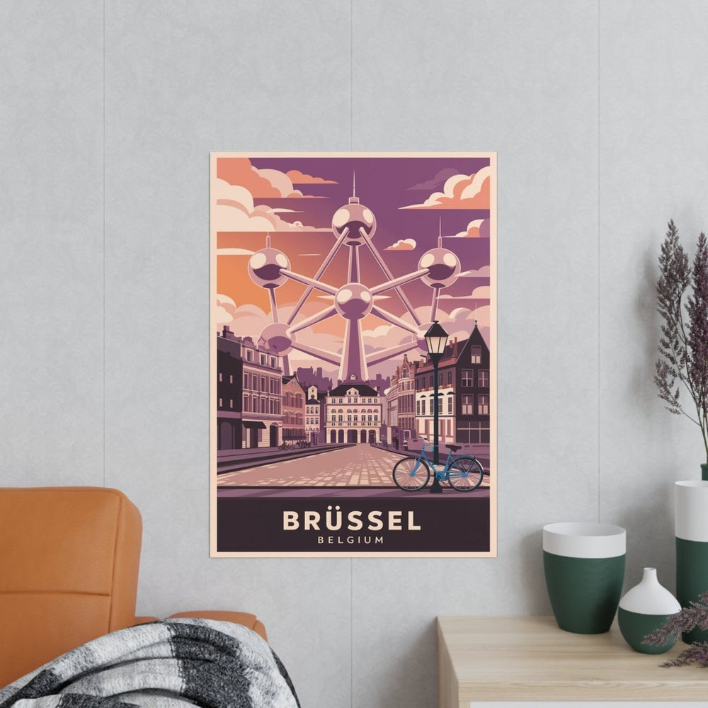Brüssel Reiseposter - Atomium in Belgien Retro - Stil - Poster bei HappyHugPixels