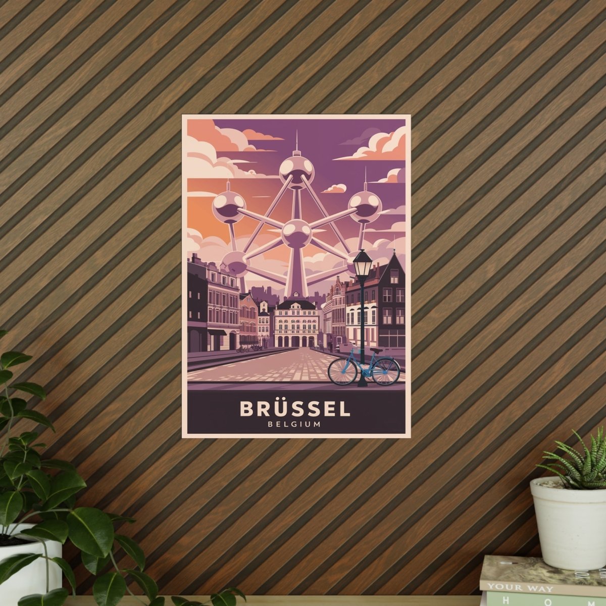 Brüssel Reiseposter - Atomium in Belgien Retro - Stil - Poster bei HappyHugPixels