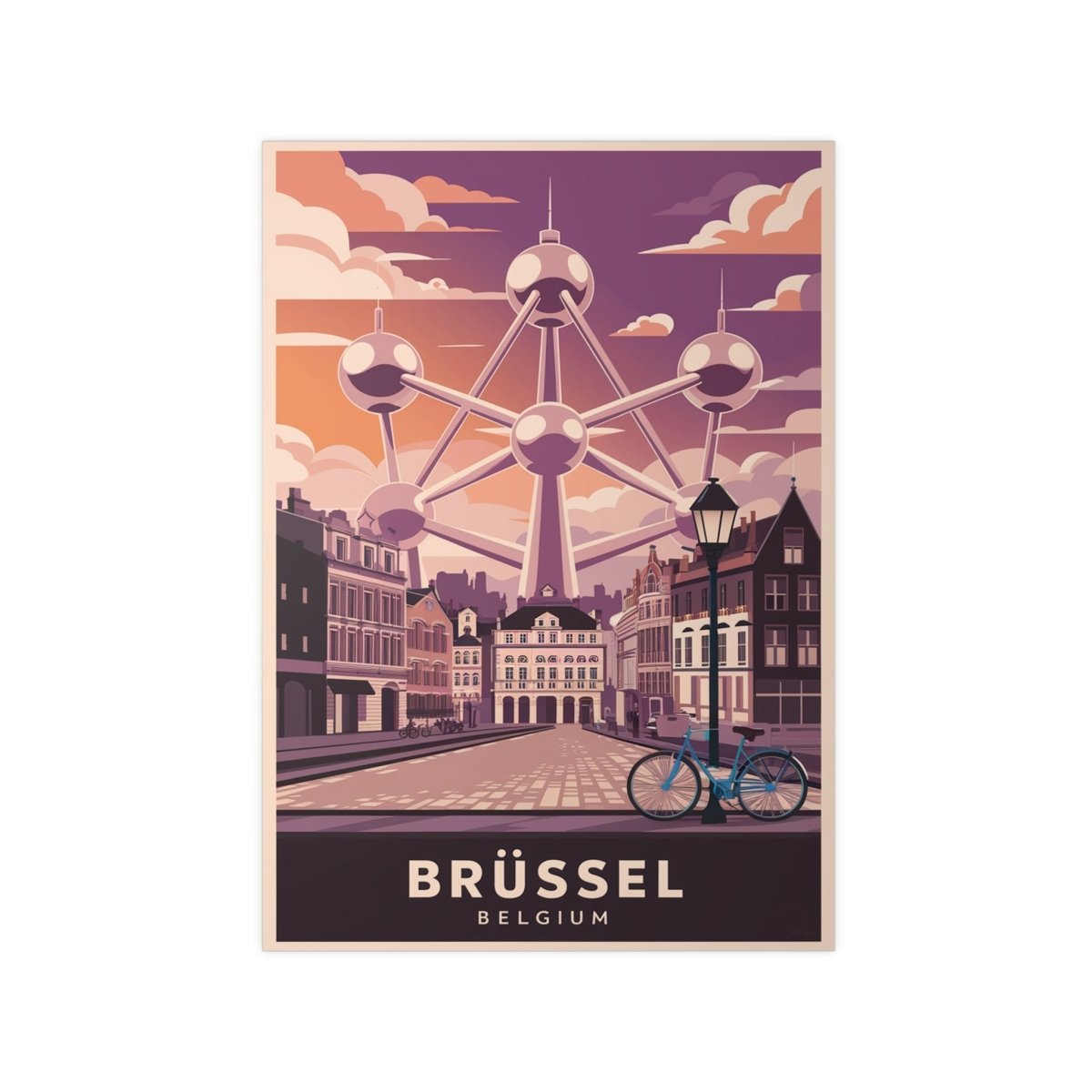 Brüssel Reiseposter - Atomium in Belgien Retro - Stil - Poster bei HappyHugPixels