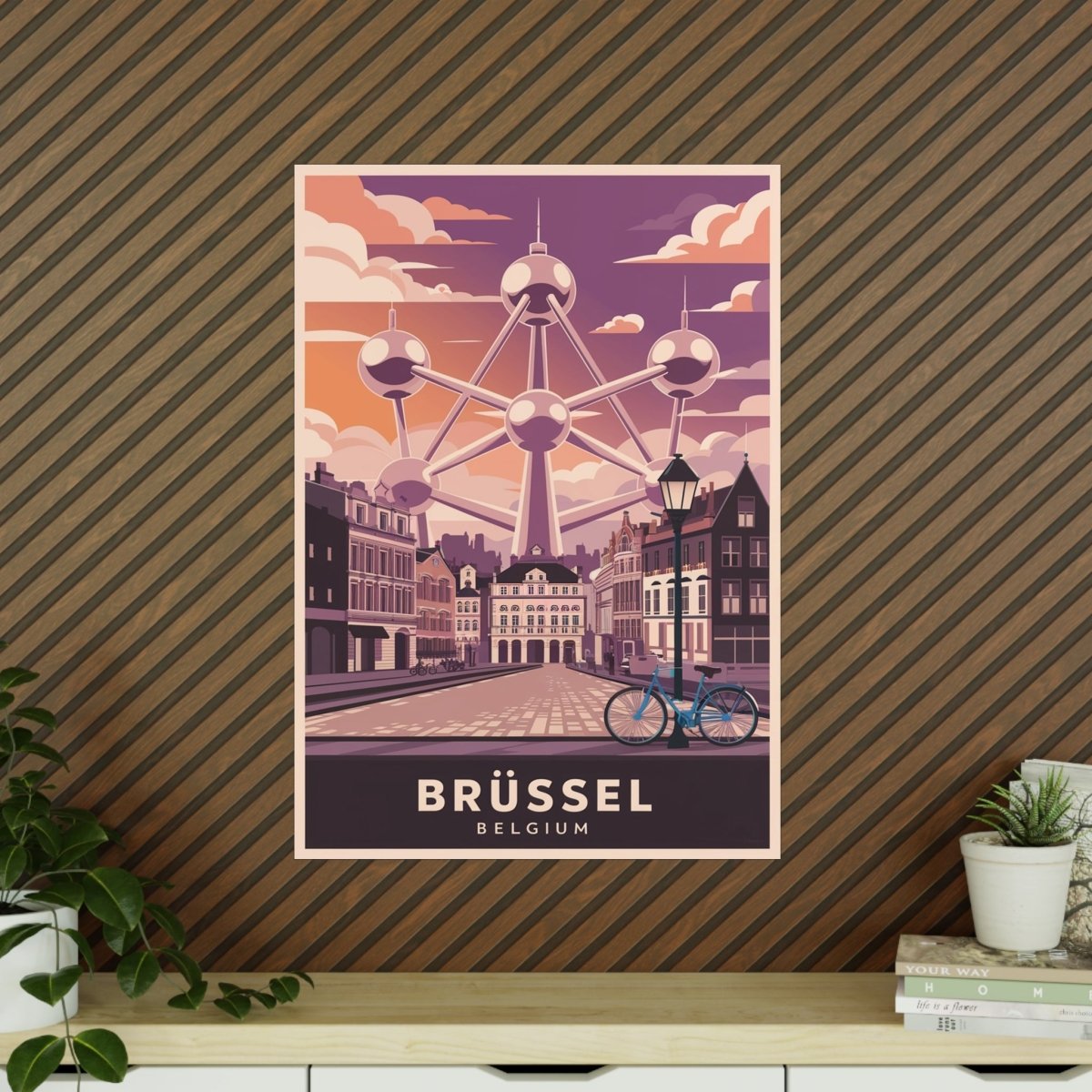 Brüssel Reiseposter - Atomium in Belgien Retro - Stil - Poster bei HappyHugPixels