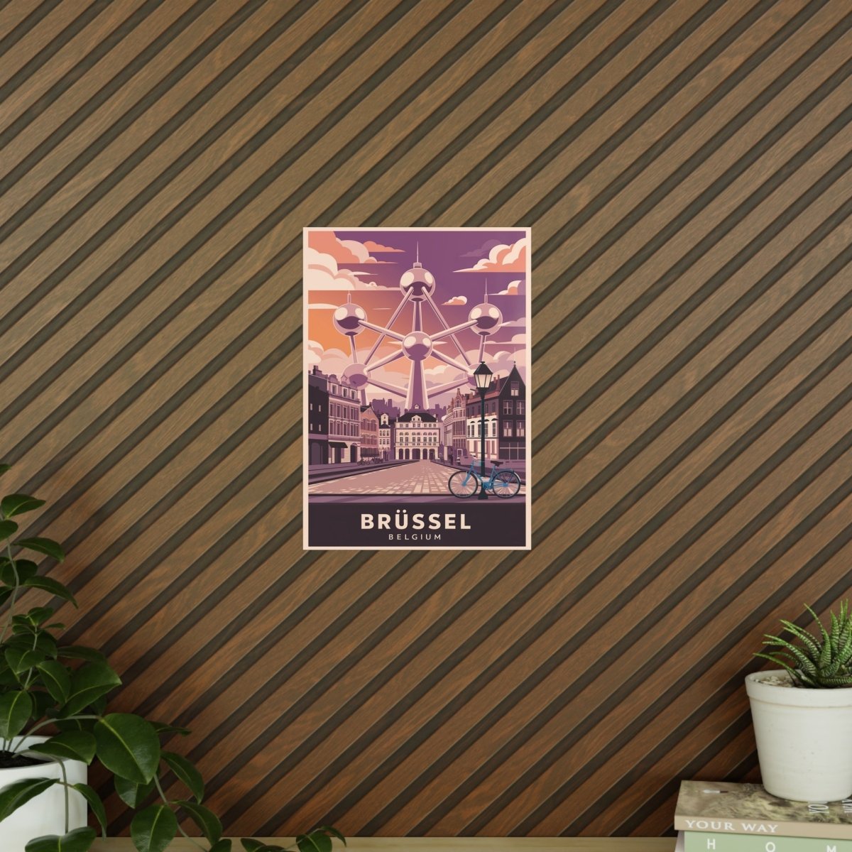 Brüssel Reiseposter - Atomium in Belgien Retro - Stil - Poster bei HappyHugPixels