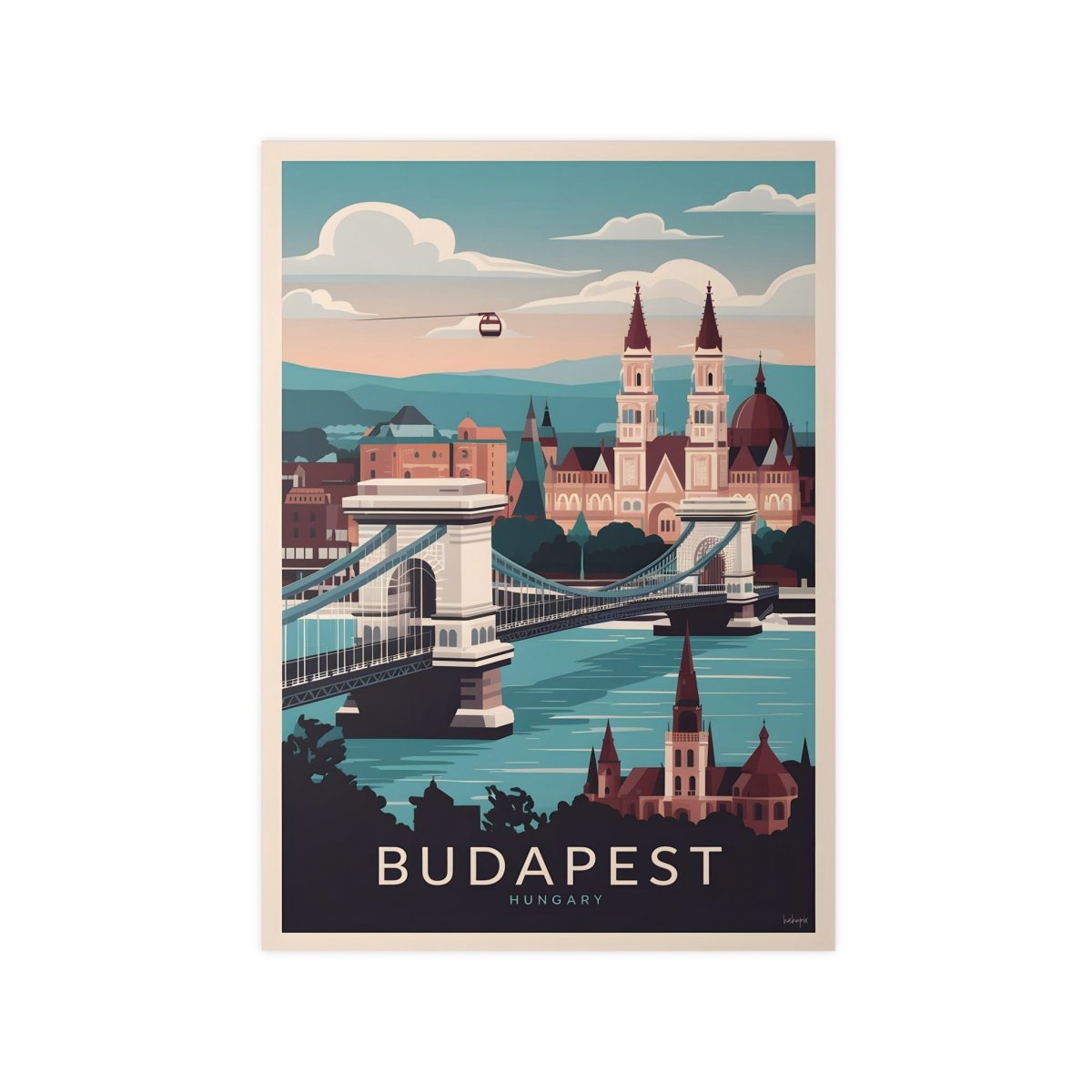 Budapest Reiseposter - Ungarische Hauptstadt Kunstdruck - Poster bei HappyHugPixels