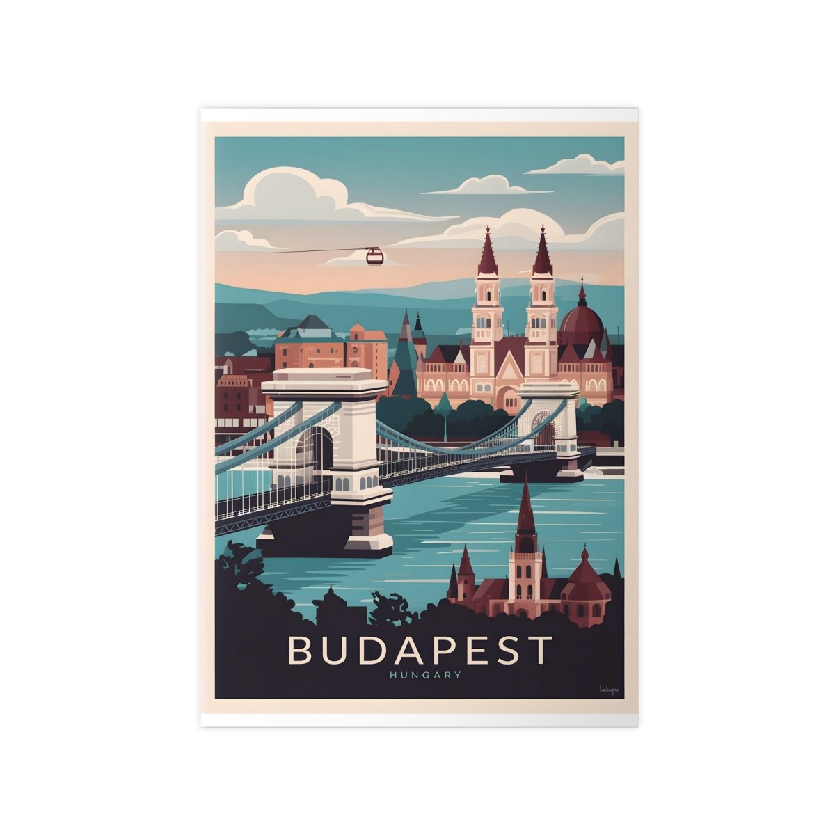 Budapest Reiseposter - Ungarische Hauptstadt Kunstdruck - Poster bei HappyHugPixels