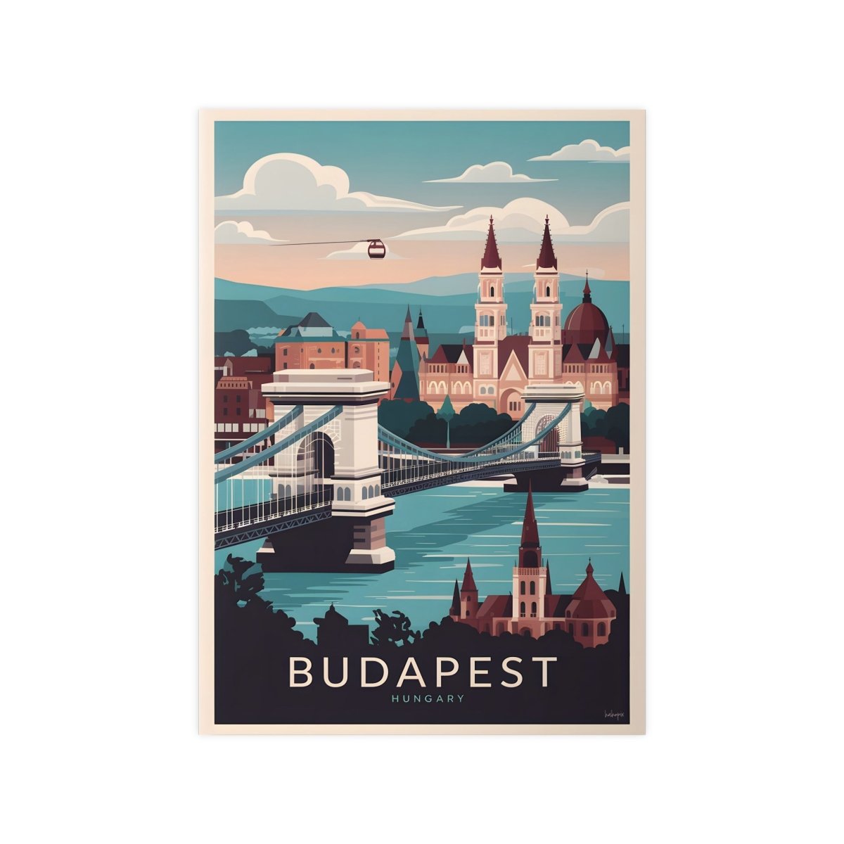 Budapest Reiseposter - Ungarische Hauptstadt Kunstdruck - Poster bei HappyHugPixels