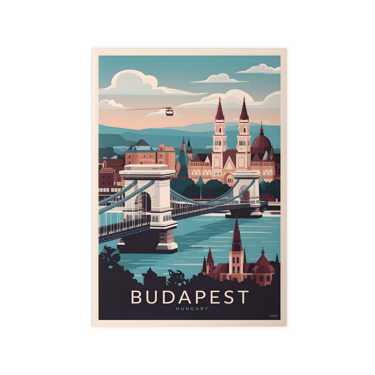 Budapest Reiseposter - Ungarische Hauptstadt Kunstdruck - Poster bei HappyHugPixels