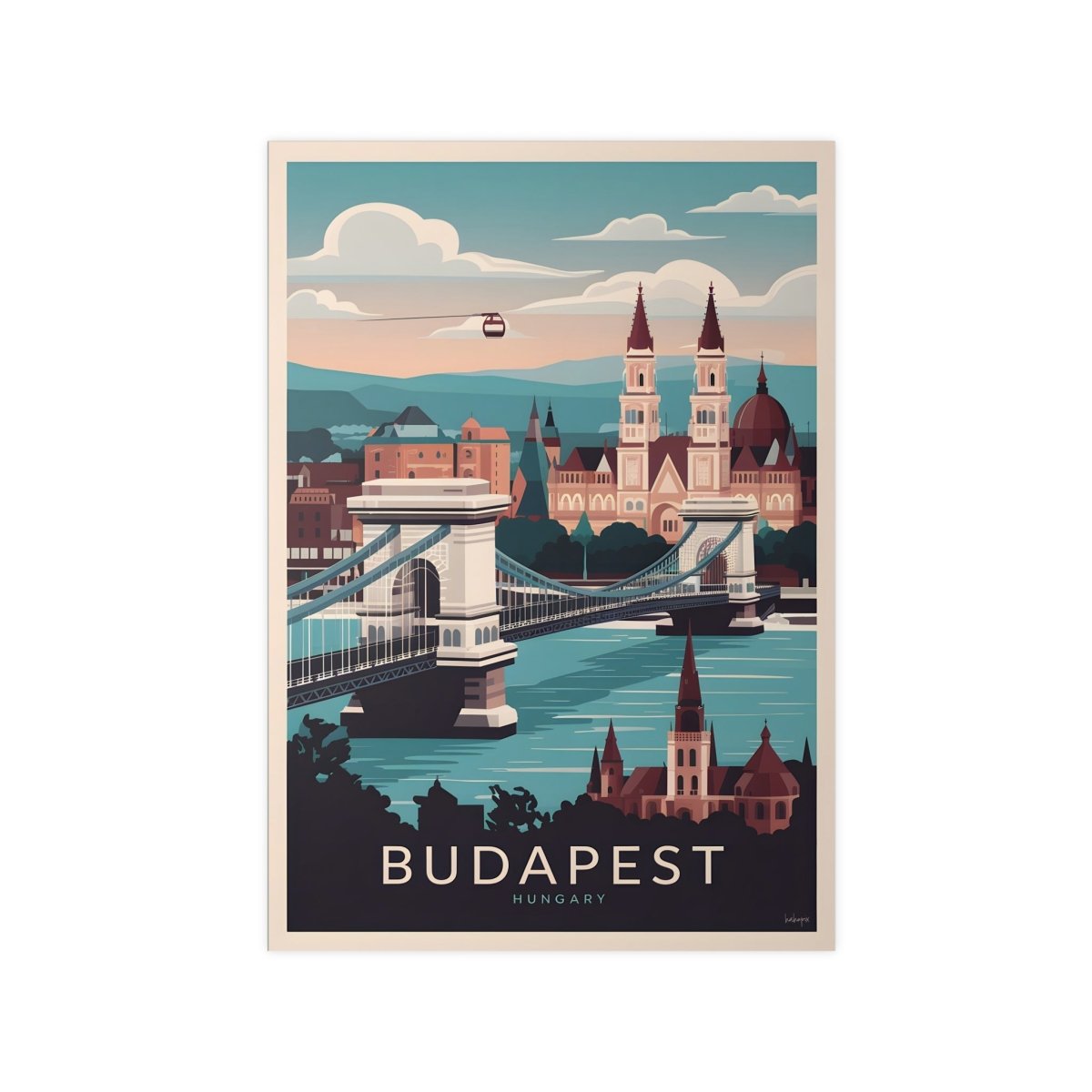 Budapest Reiseposter - Ungarische Hauptstadt Kunstdruck - Poster bei HappyHugPixels